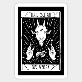 hail seitan go vegan, funny vegan slogan Magnet